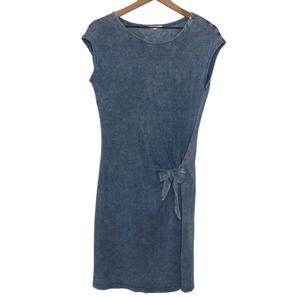Faux Denim Blue Casual Dress Short Sleeve - Picture 1 of 3
